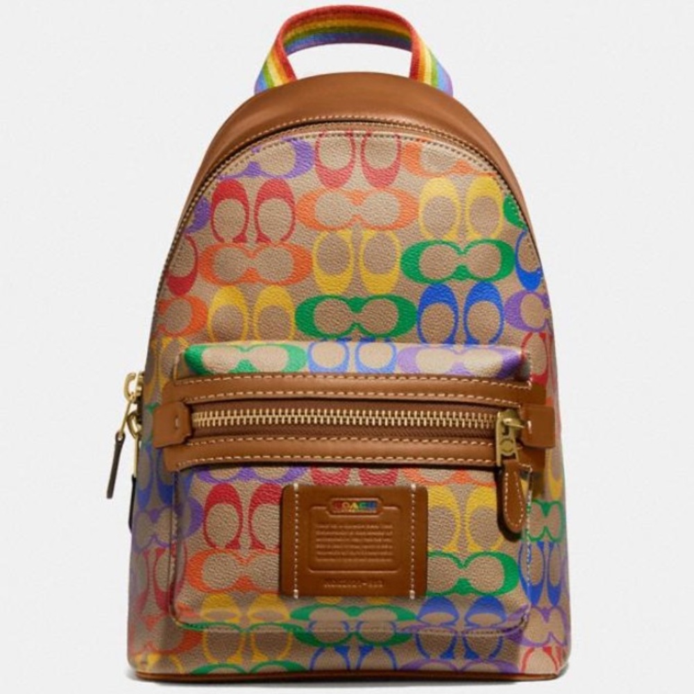 Coach Academy Pack In Rainbow Signature Canvas Bag